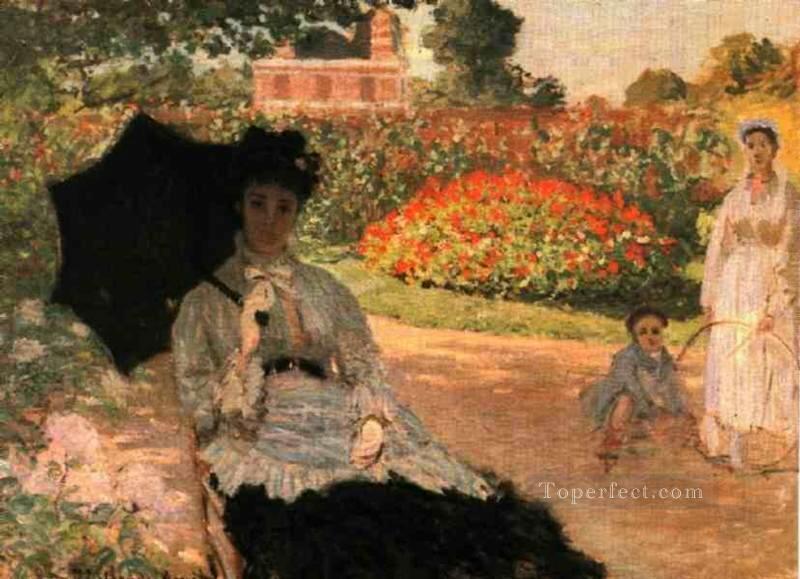 庭にいるカミーユとジャンとその乳母クロード・モネ油絵